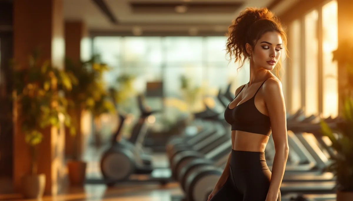 Tênis de corrida branco e fita métrica de costura sobre mármore escuro com luz dourada lateral — natureza-morta editorial representando o retorno gradual ao exercício após cirurgia plástica
