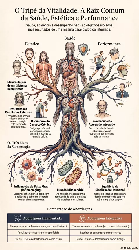 Infográfico — O que realmente sustenta saúde, estética e performance ao mesmo tempo