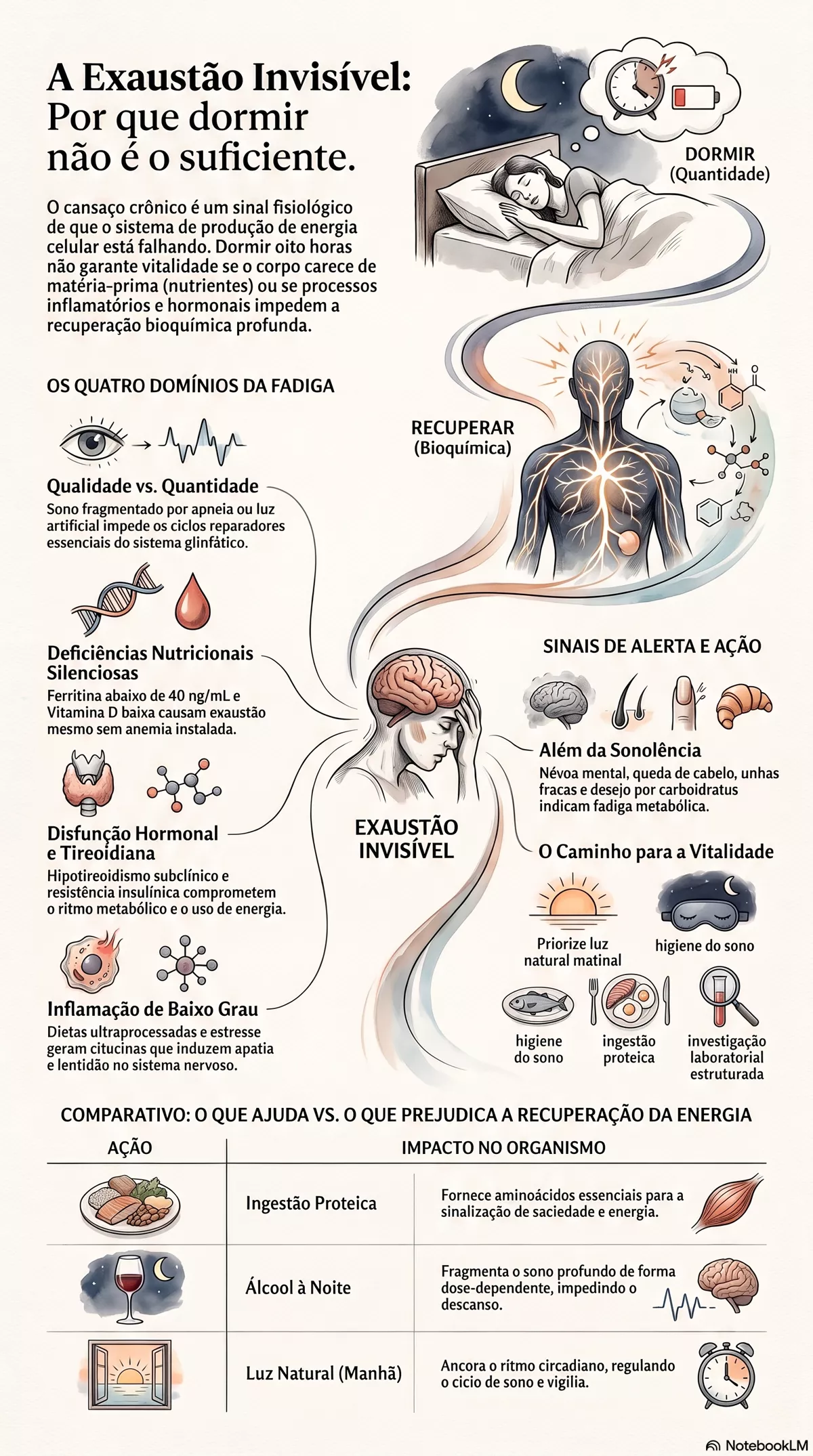 Infográfico — Por que algumas pessoas vivem cansadas mesmo dormindo bem