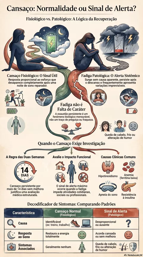 Infográfico — Cansaço normal ou sinal de alerta: como diferenciar