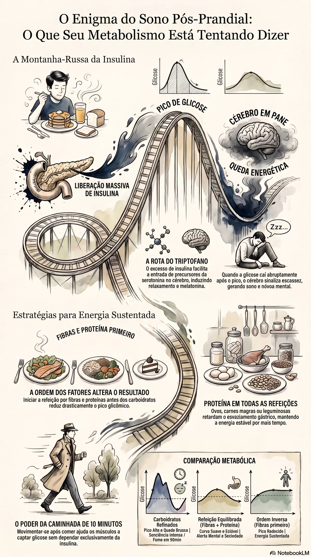 Infográfico — Comer e sentir sono: o que isso pode revelar sobre seu metabolismo