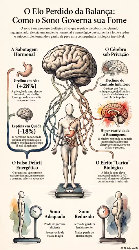 Infográfico — Sono, fome e ganho de peso: a conexão que quase ninguém respeita