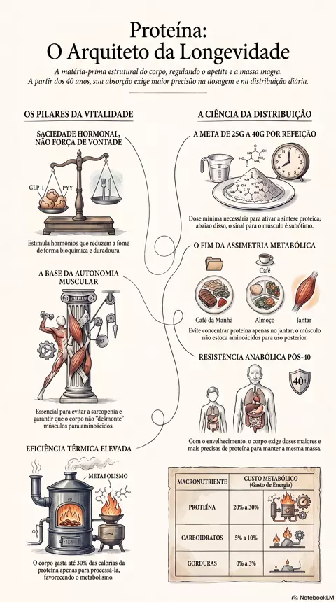 Infográfico — Proteína: por que ela é essencial para saciedade, músculo e envelhecimento saudável