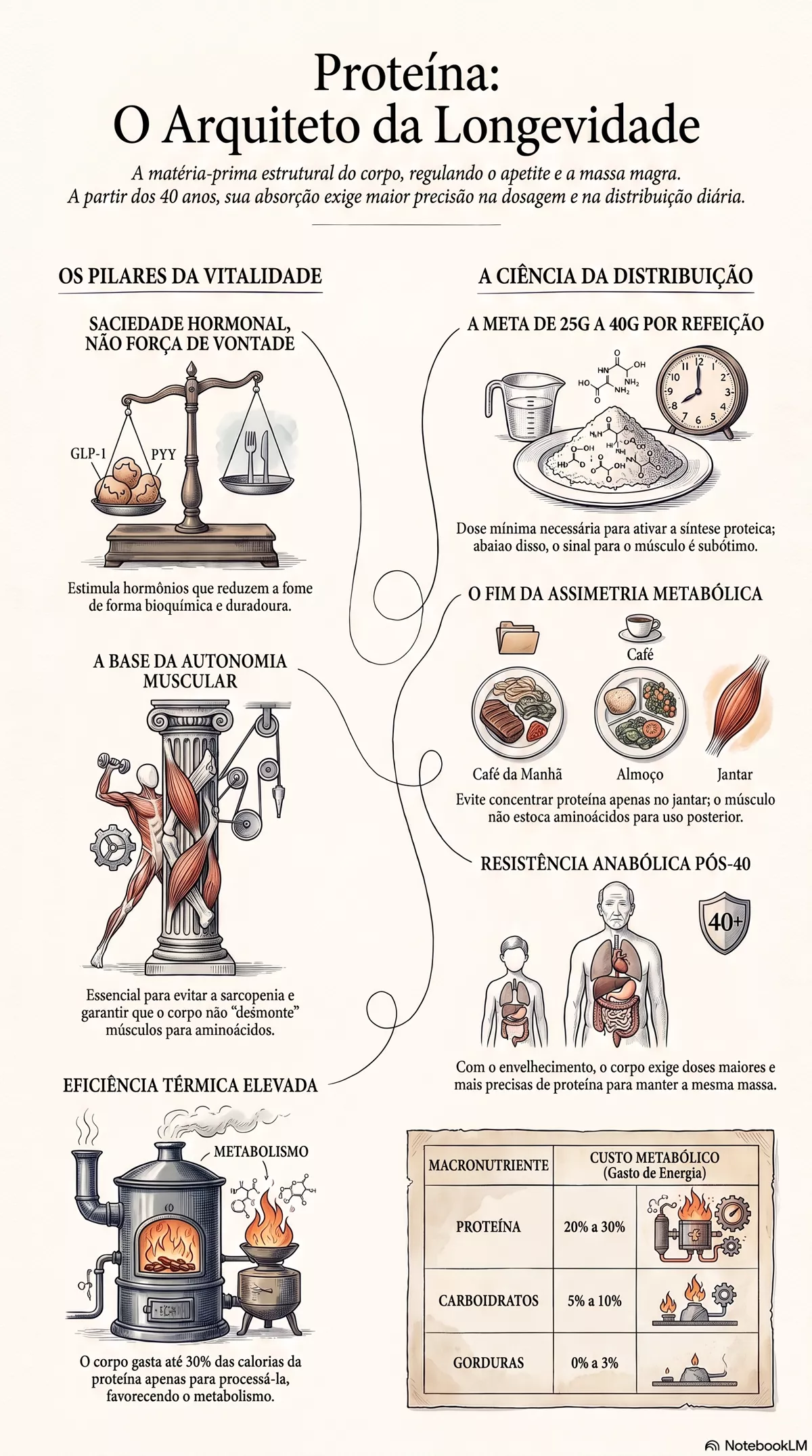 Infográfico — Proteína: por que ela é essencial para saciedade, músculo e envelhecimento saudável