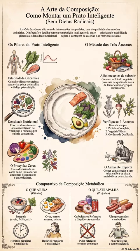 Infográfico — Como montar um prato melhor sem entrar em dieta radical