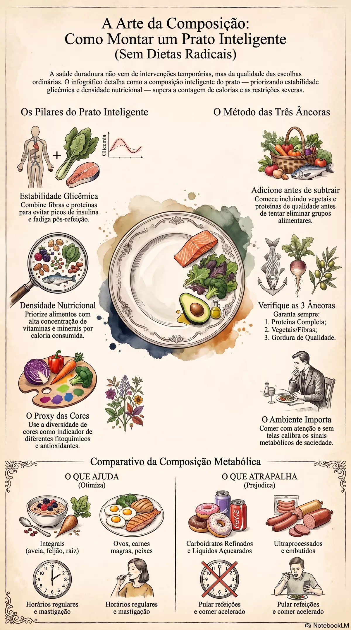 Infográfico — Como montar um prato melhor sem entrar em dieta radical