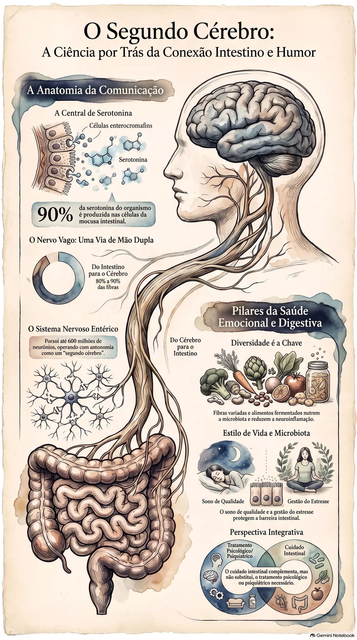 Infográfico — Intestino e humor: o que a ciência já observa nessa conexão