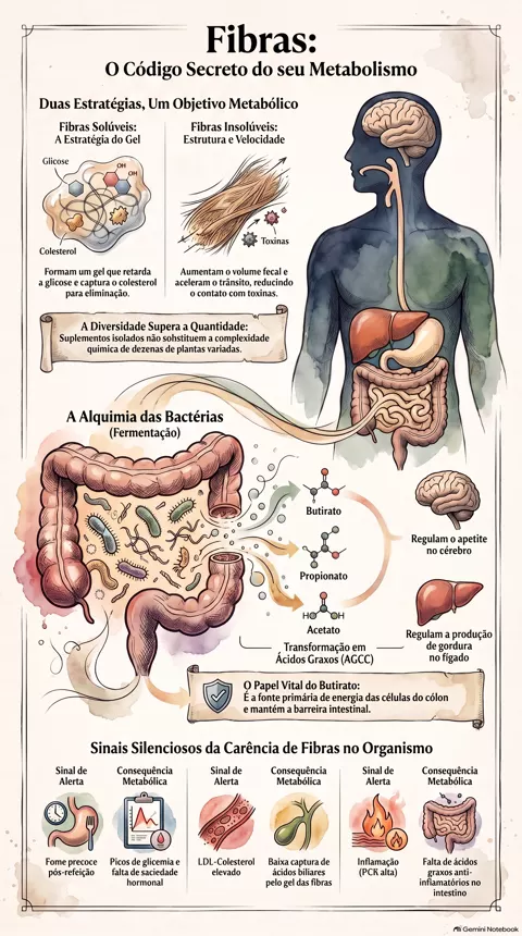 Infográfico — Fibras alimentares: o que elas realmente fazem pelo seu metabolismo e intestino