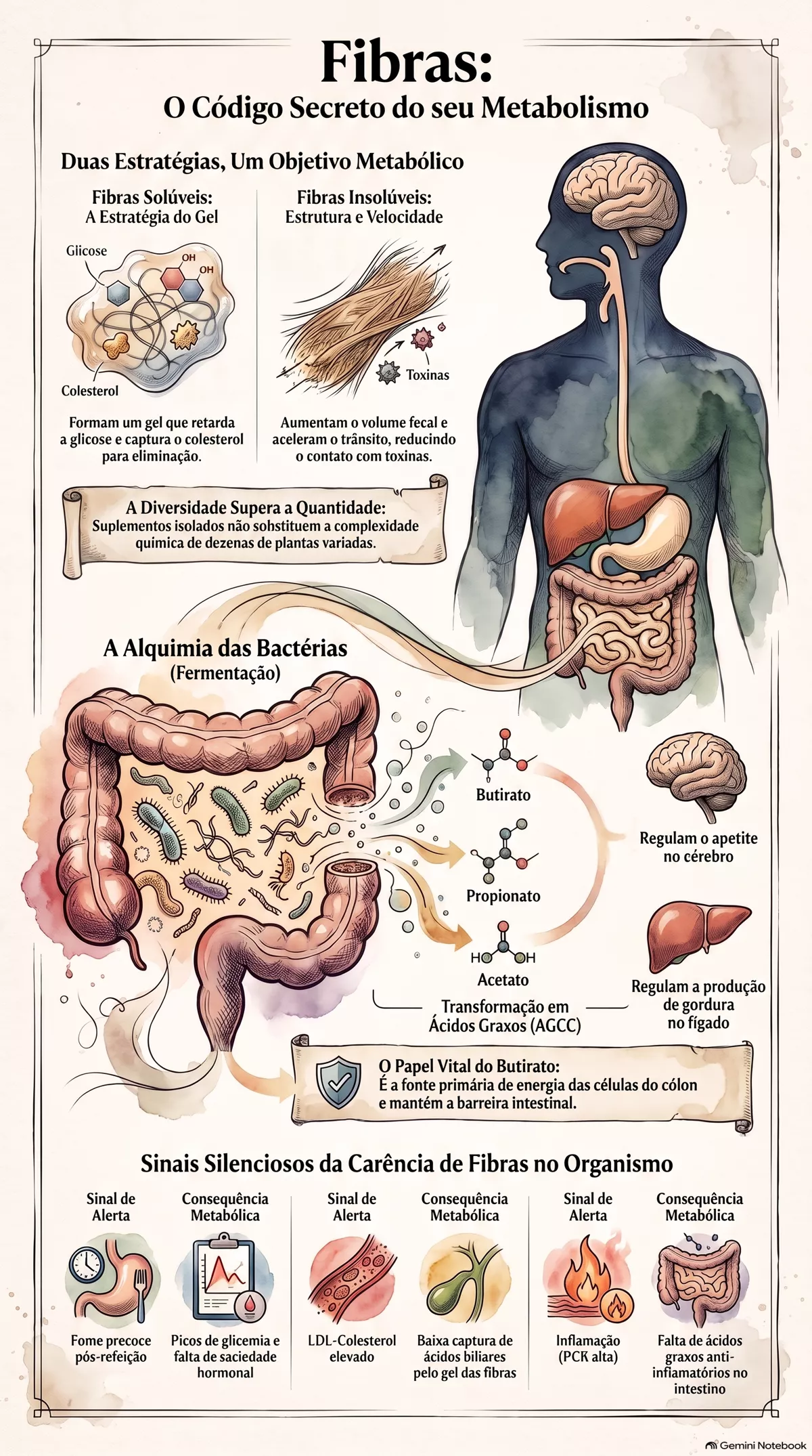 Infográfico — Fibras alimentares: o que elas realmente fazem pelo seu metabolismo e intestino