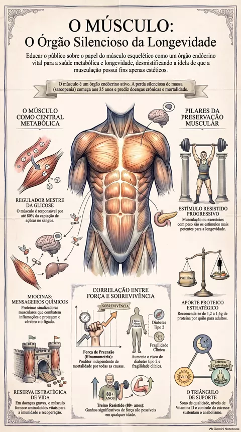 Infográfico — Por que músculo é um dos maiores pilares da longevidade
