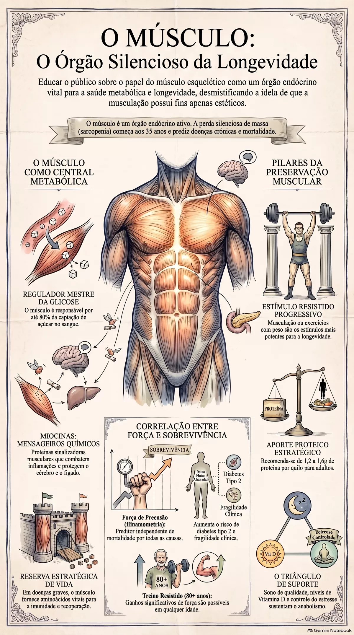 Infográfico — Por que músculo é um dos maiores pilares da longevidade