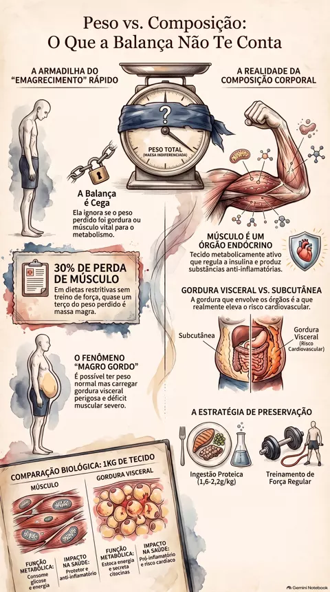 Infográfico — Emagrecer não é a mesma coisa que melhorar composição corporal