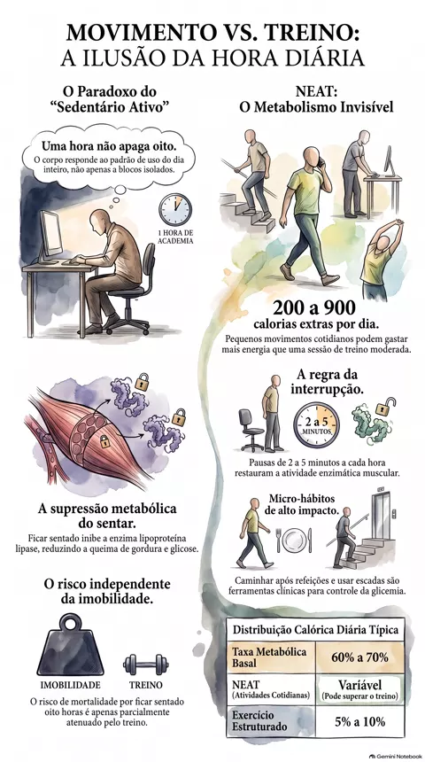 Infográfico — Movimento ao longo do dia vale tanto quanto treino?