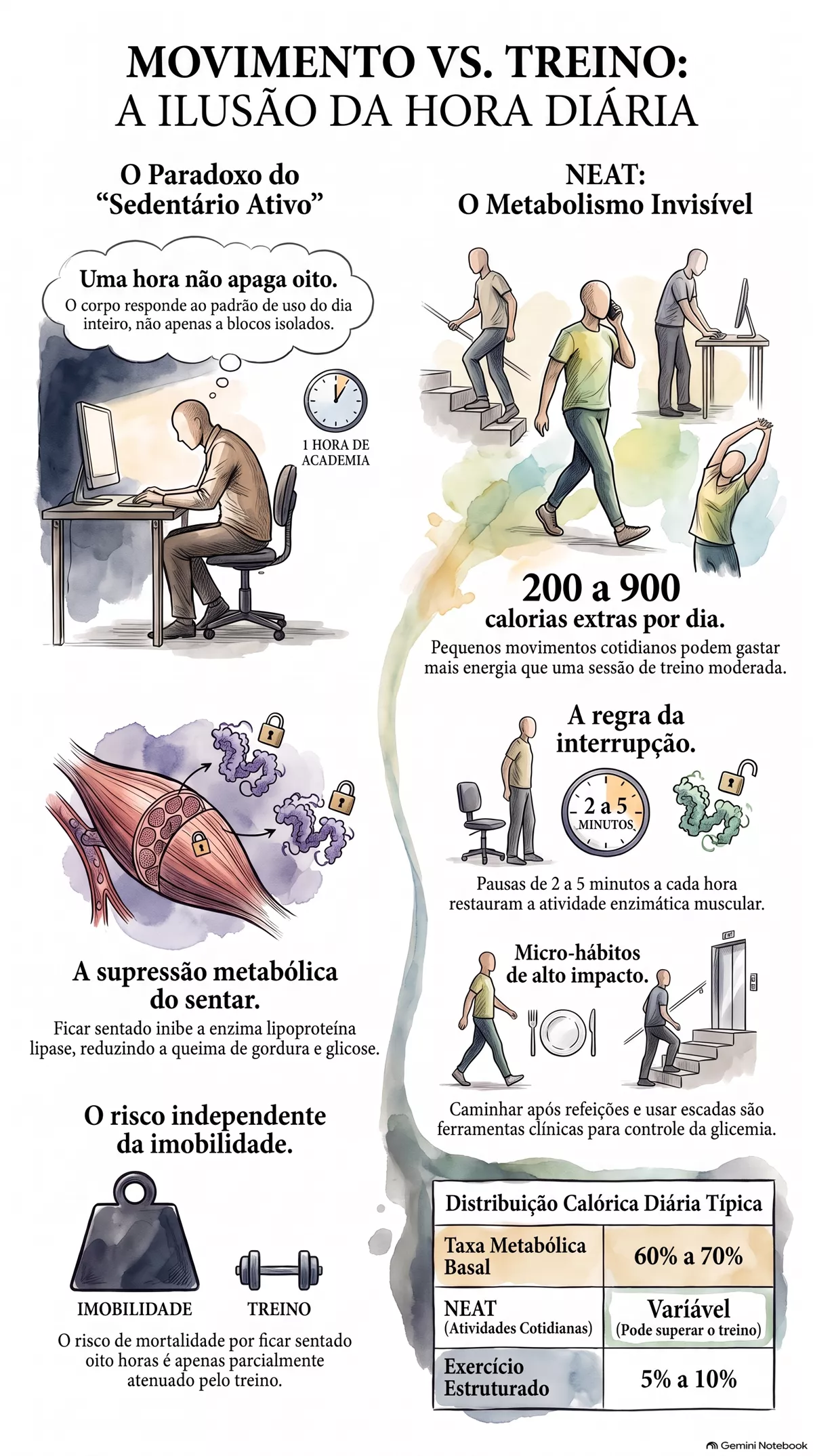 Infográfico — Movimento ao longo do dia vale tanto quanto treino?