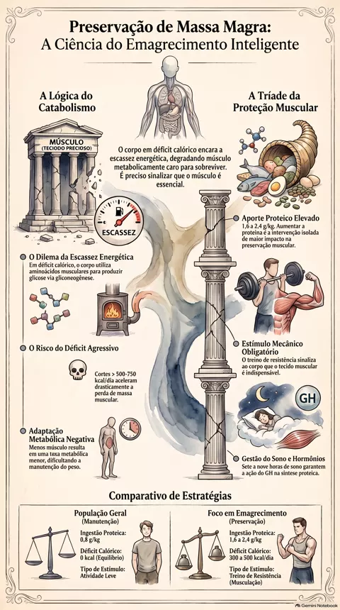Infográfico — Como preservar massa magra em fases de emagrecimento