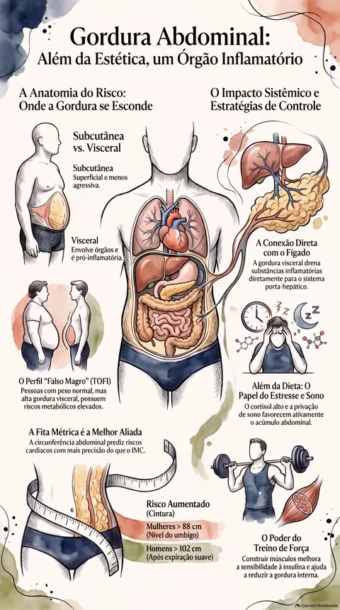 Infográfico — Gordura abdominal: por que ela merece tanta atenção