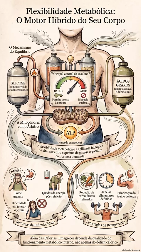 Infográfico — Flexibilidade metabólica: o que é e por que ela importa mais do que você imagina