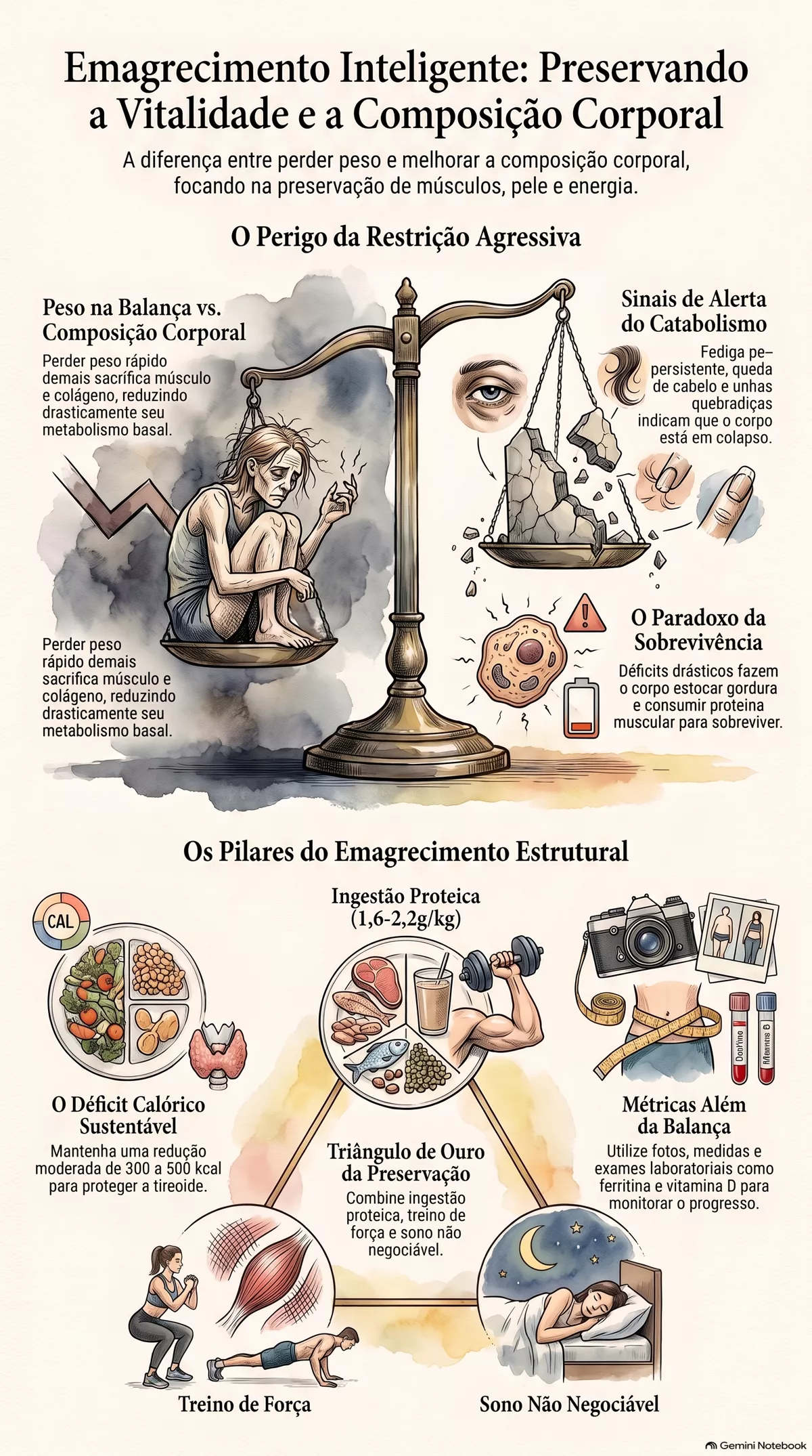 Infográfico — Como emagrecer sem destruir energia, pele e massa magra