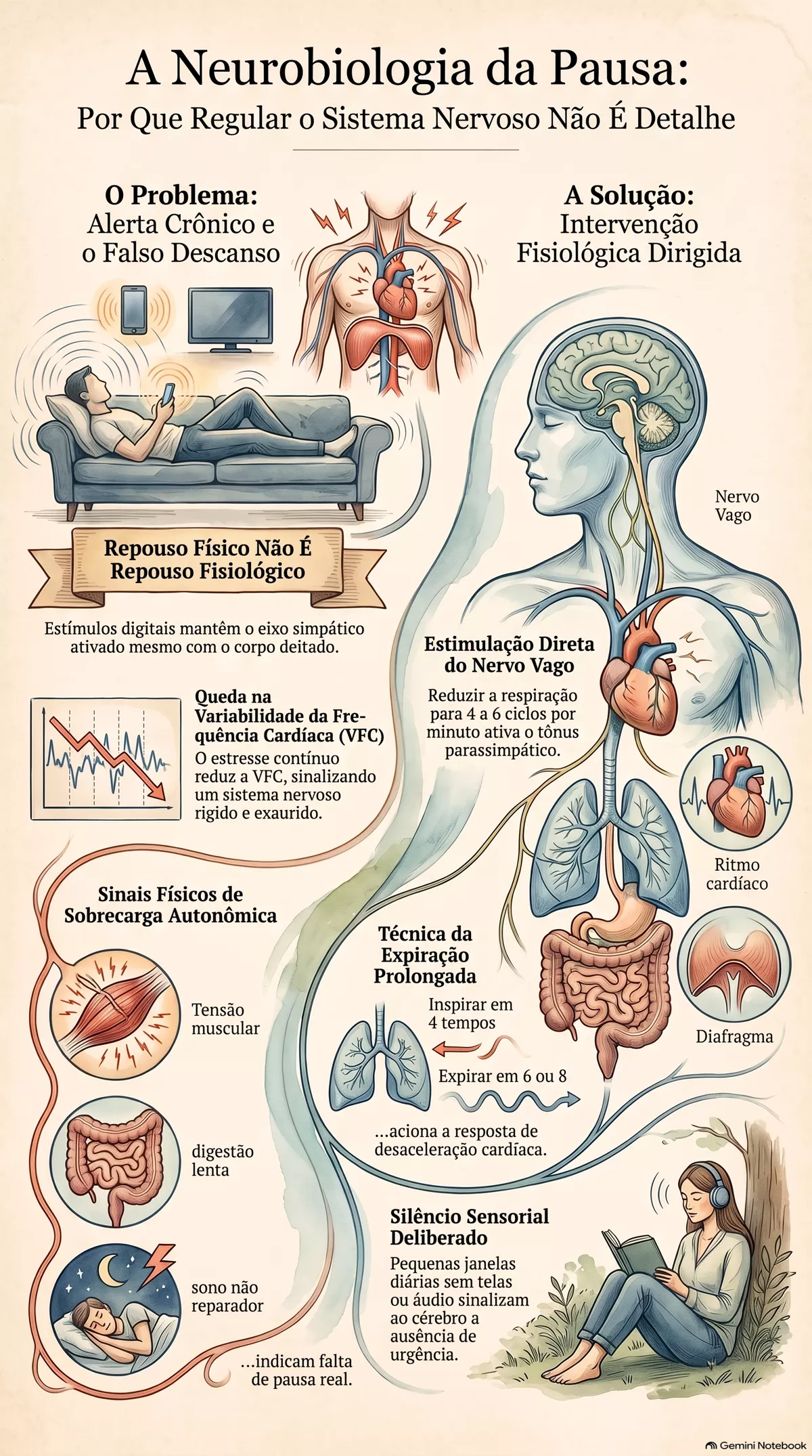 Infográfico — Pausas, silêncio e respiração: por que a regulação do sistema nervoso não é detalhe